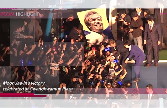 Moon Jae-in's victory celebrated at Gwanghwamun Plaza