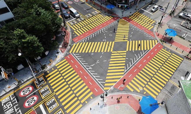 School zone crosswalks turn yellow